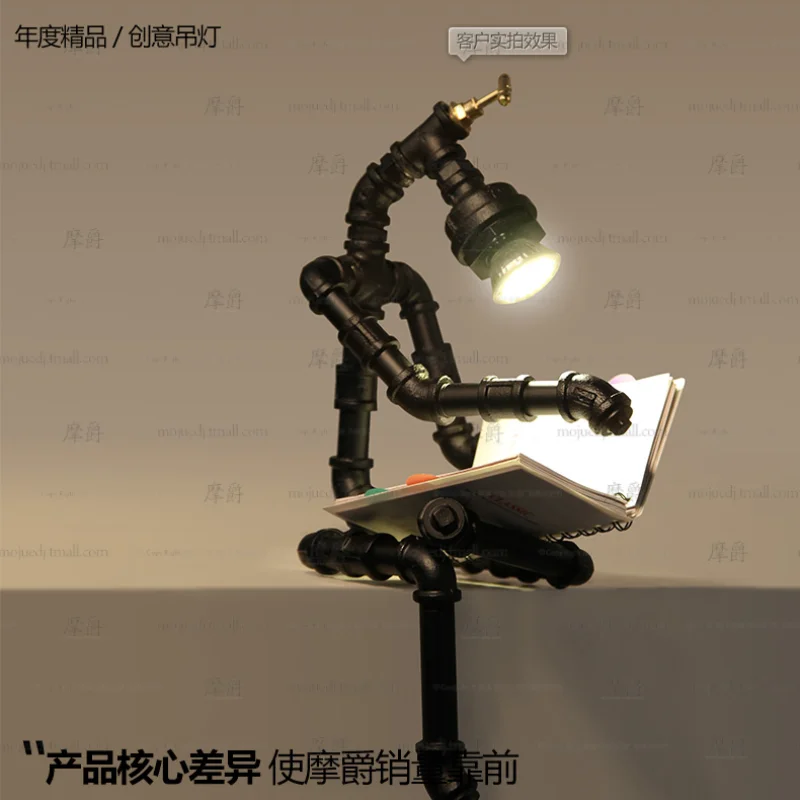 Loft винтажный водопровод Настольная лампа персонализированные tieyi робот |