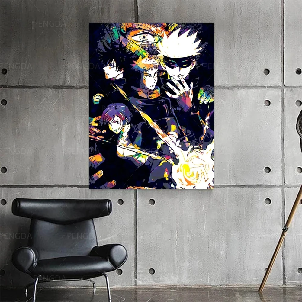 

Canvas Print Modern Fight Boy Face Jujutsu Kaisen Poster Home Decorative Painting Wall Art Picture Living Room Modular No Frame