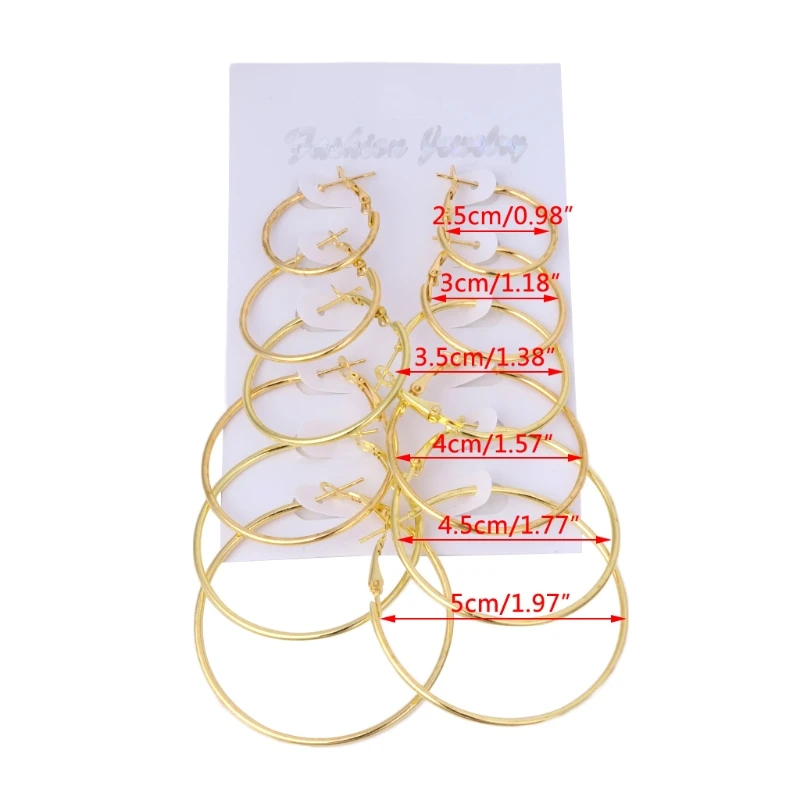 6 пар/компл. Винтажные висячие кольца большой круг обруч женские серьги в стиле