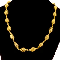 women mens necklace 24k gold plated buddha beads chain statement necklaces for wedding anniversary fashion jewelry gifts 10mm