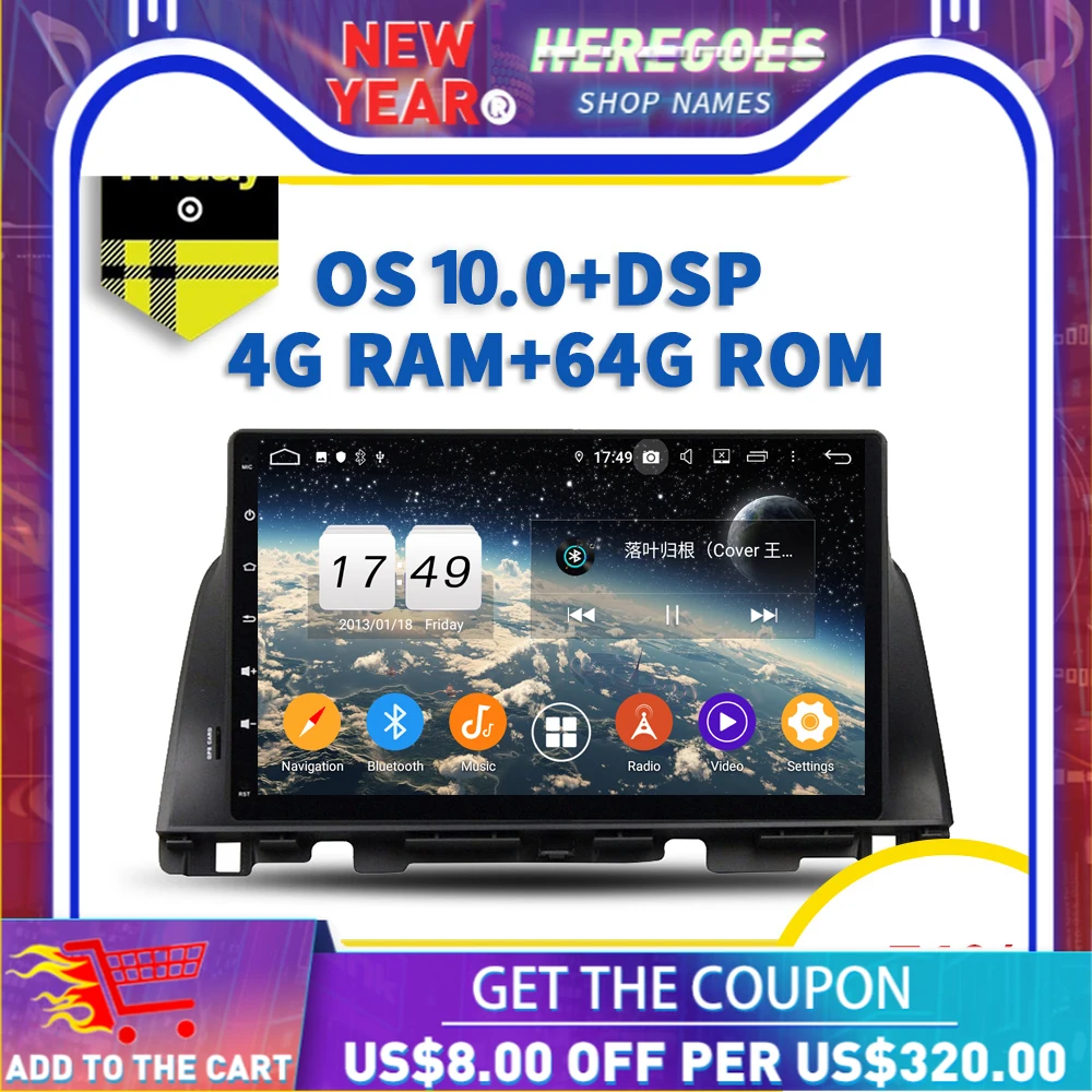 IPS DSP Android 10 0 4 Гб RAM 64 ROM автомобильный dvd-плеер GPS карта Wifi RDS радио Bluetooth авторадио