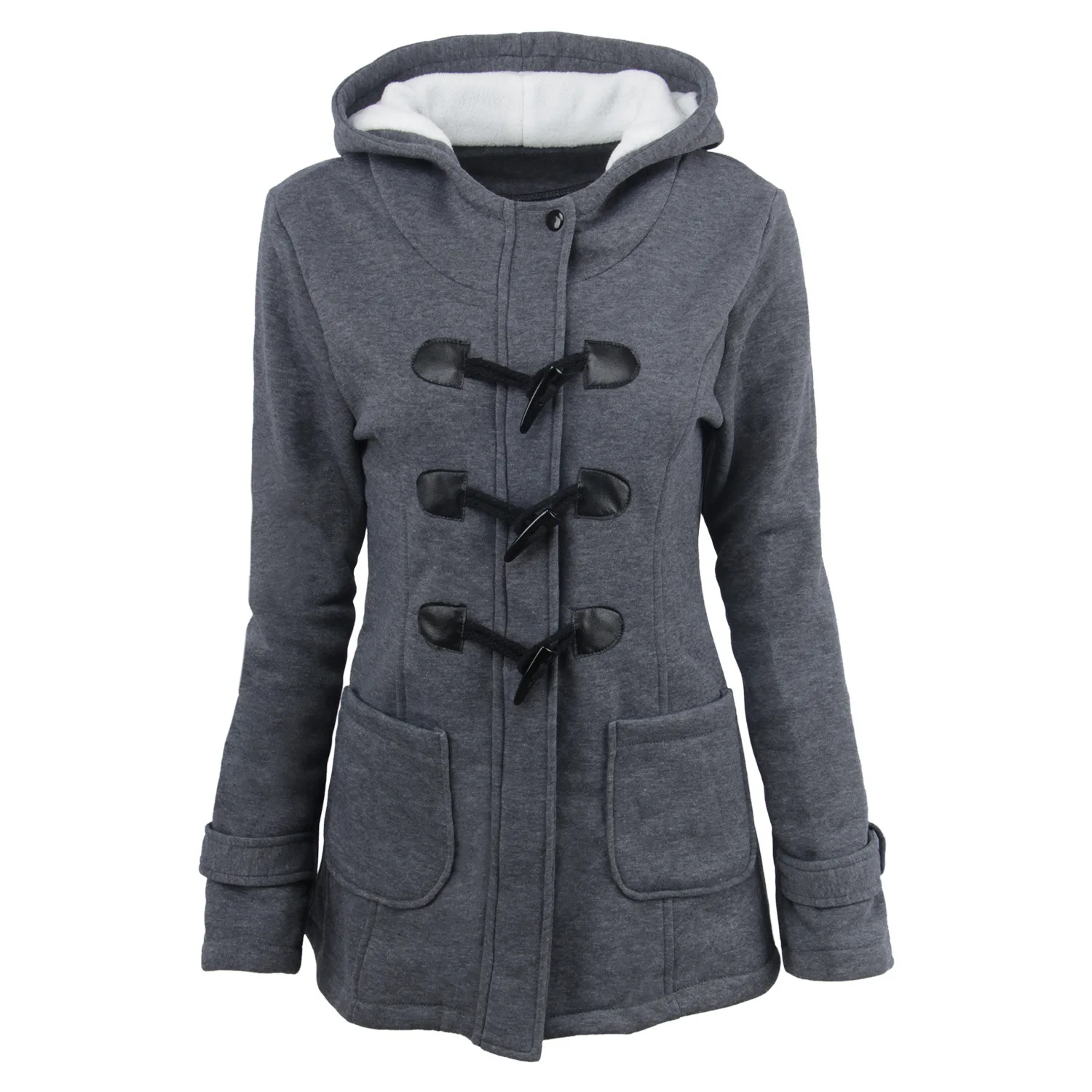 Autumn and Winter Women Jacket Cotton Mixed Corner Leather Button Jacket Solid Color Warm and Comfortable Simple Women Coat 6xL