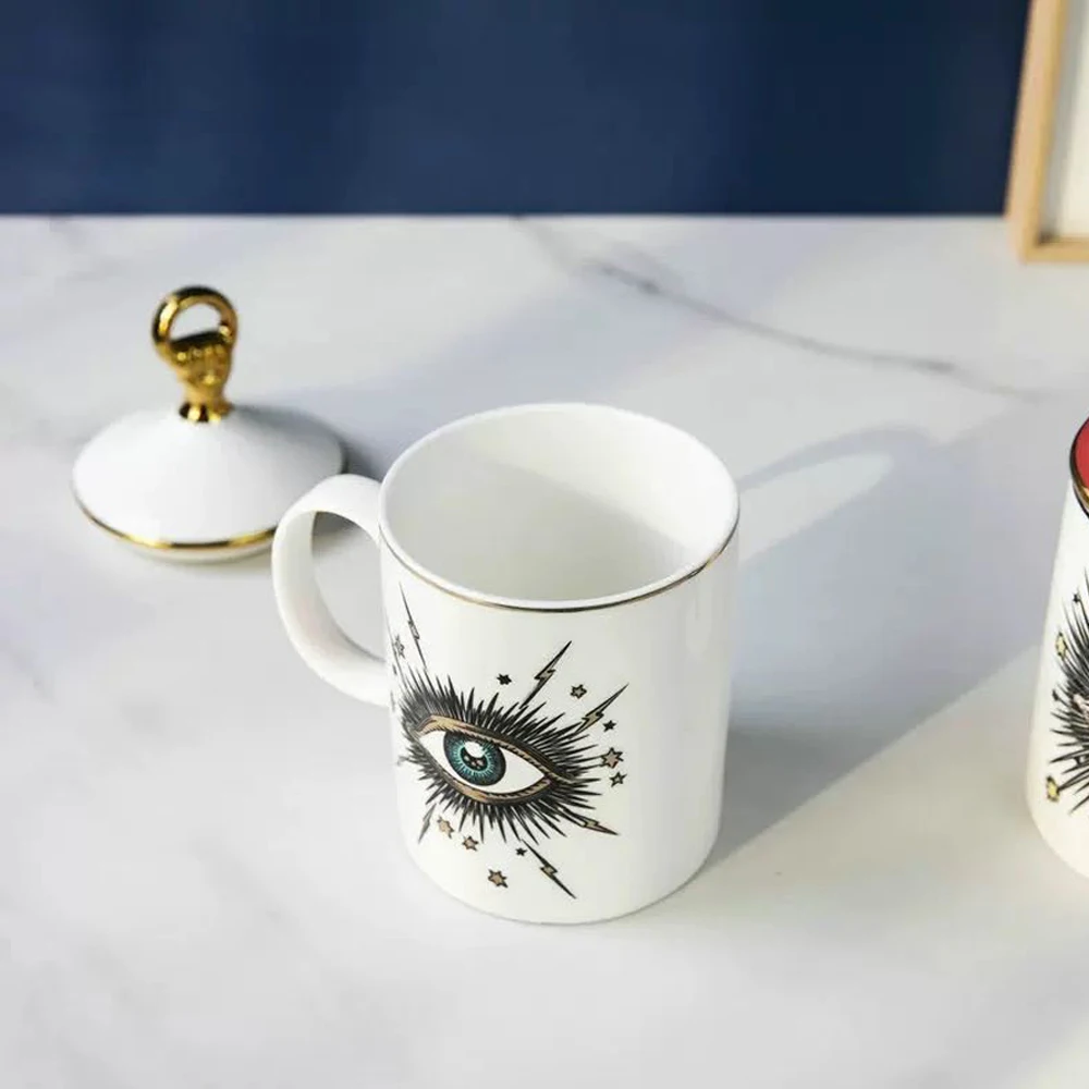 CREATIVE LOVELY CUTE BIG EYES DESIGN EUROPEAN CAPPUCCINO LATTE COFFEE CUP WITH LID CAFE BAR HIGH-GRADE BONE CERAMIC TEA MUG HOME | Дом и сад