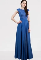 modest lace long floor length cap sleeve blue bridesmaid dress chiffon with sleeves women formal evening gown