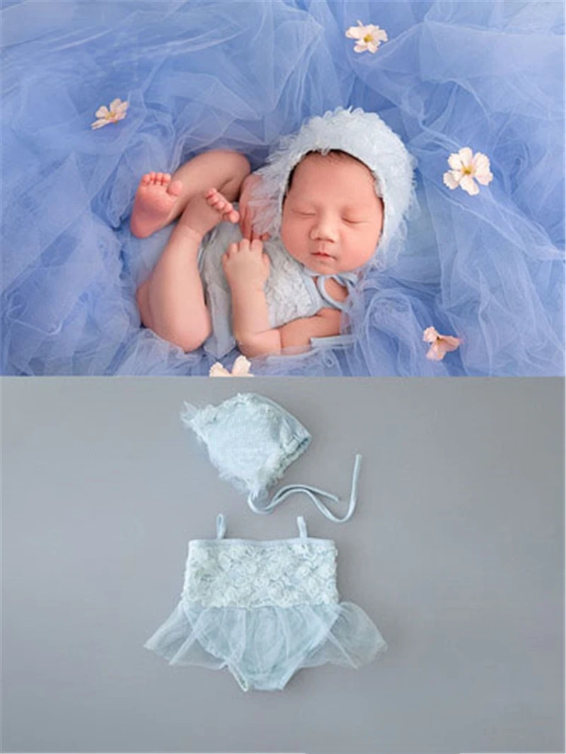 Traje de princesa de encaje para beb&eacute; ni&ntilde;a, accesorios de fotograf&iacute;a reci&eacute;n nacido, mono, pelele, ropa de fotograf&iacute;a-2