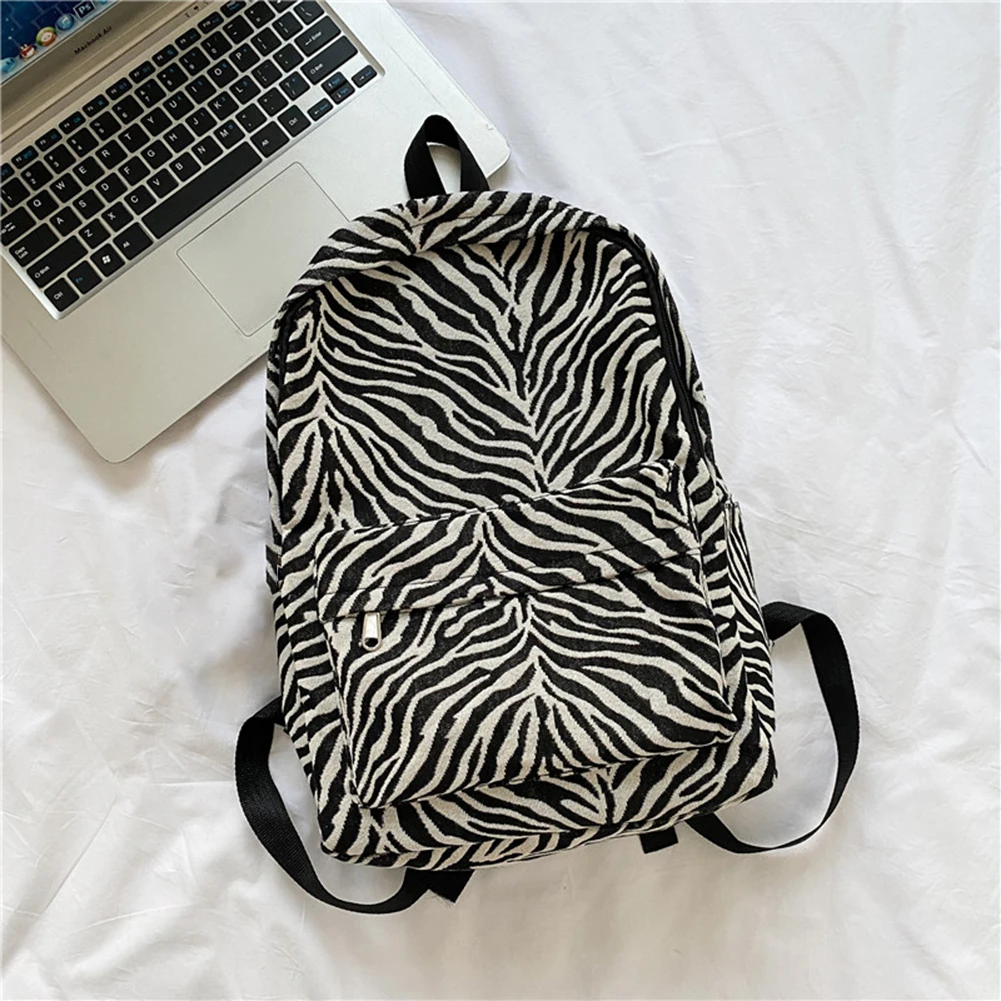

Women Zebra Pattern Printing Backpack Preppy Style Casual Large Capacity Knapsack Rucksacks Students Shoulder Handbags