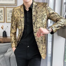 Jaqueta e blazer masculino floral estilo caxemira, jaqueta de palco vermelho e dourado, elegante, casamento, tamanho grande, 2021 (2)