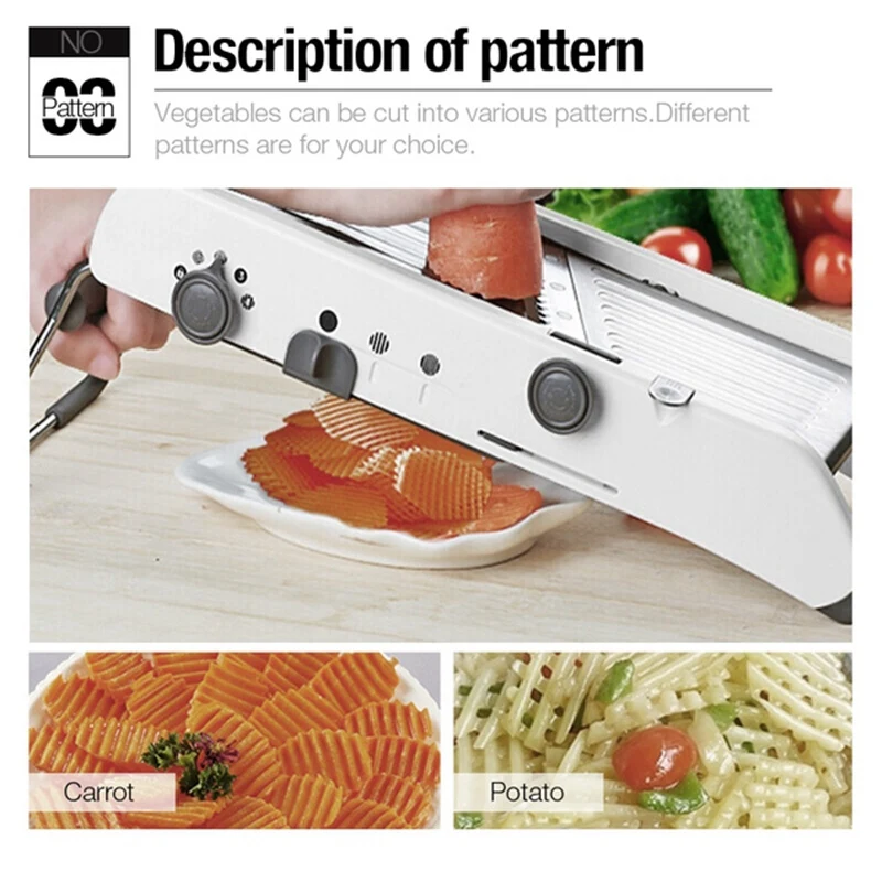

Multi-Function Slicer Manual Stainless Steel Blade Adjustable Vegetable Onion Potato Slicer Food Kitchen Tools