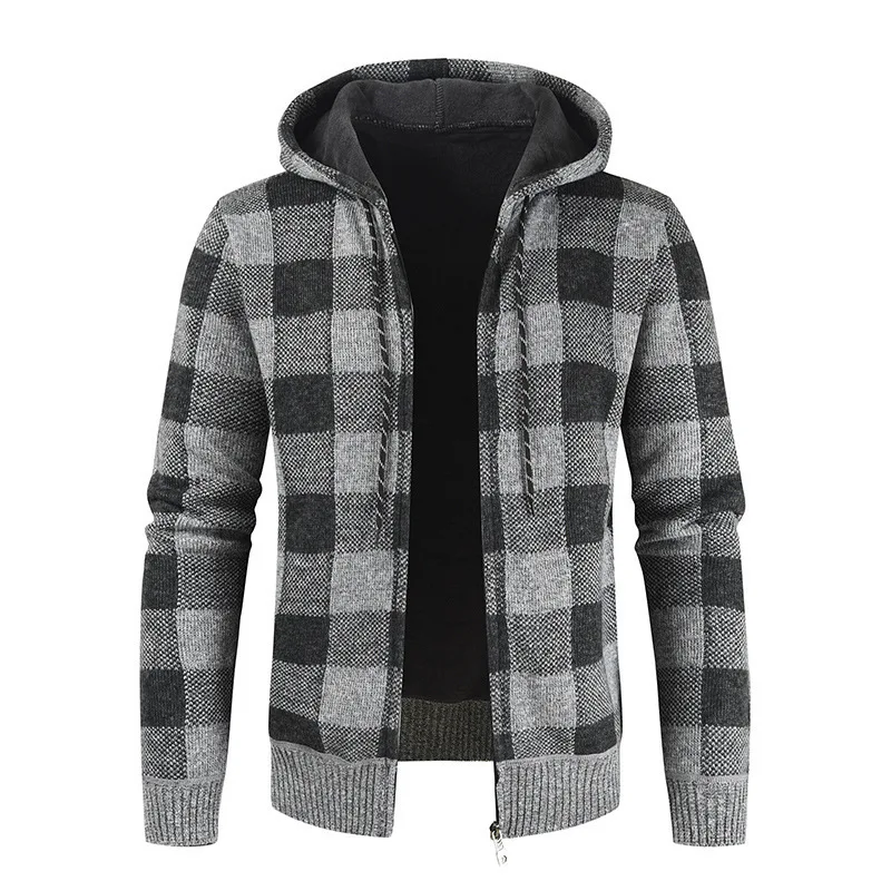 

Vintage Stylish Casual Plaid Jacket Thick Cotton Coat Men 2020 Fashion Hooded Collar Long Sleeve Warm Outerwear Tops