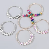bohemian colorful alloy rhinestone big round hoop earrings dinner jewelry for women luxury crystal water drop circle earrings