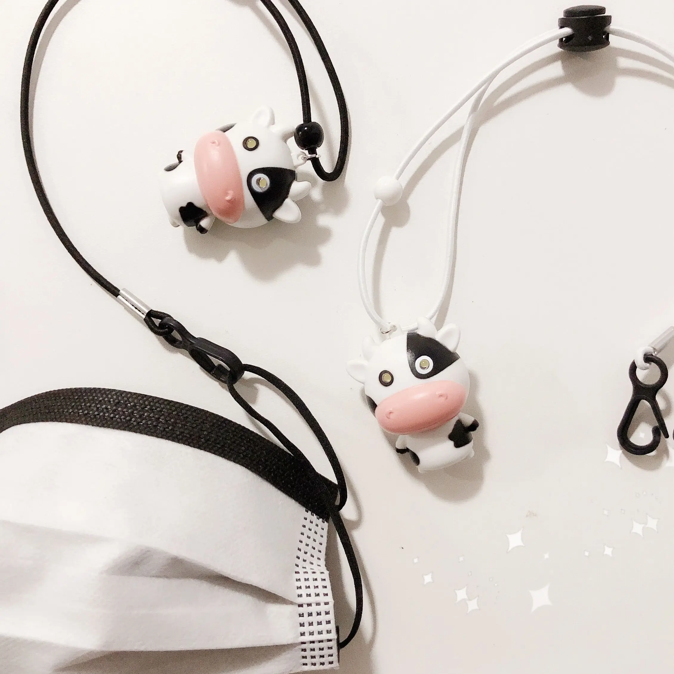 Новый креативный шнурок для очков в виде маски коровы из мультфильма черно-белый