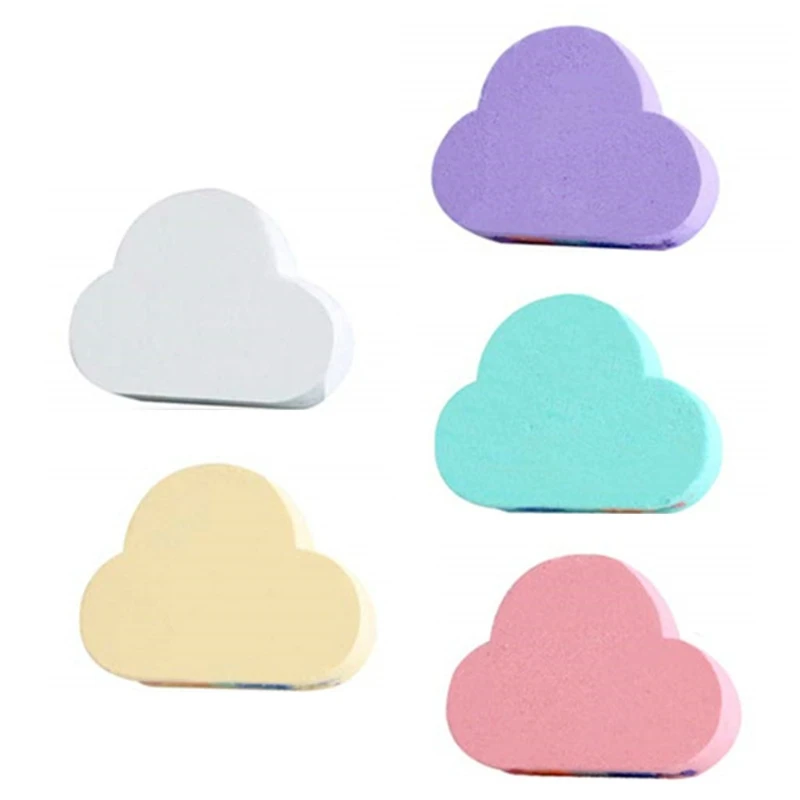 

5Pcs Rainbow Natural Bubble Bath Bombs Multicolor Cloud Shaped SPA Salt Ball Moisturizing Essential Oil Body Cleaner