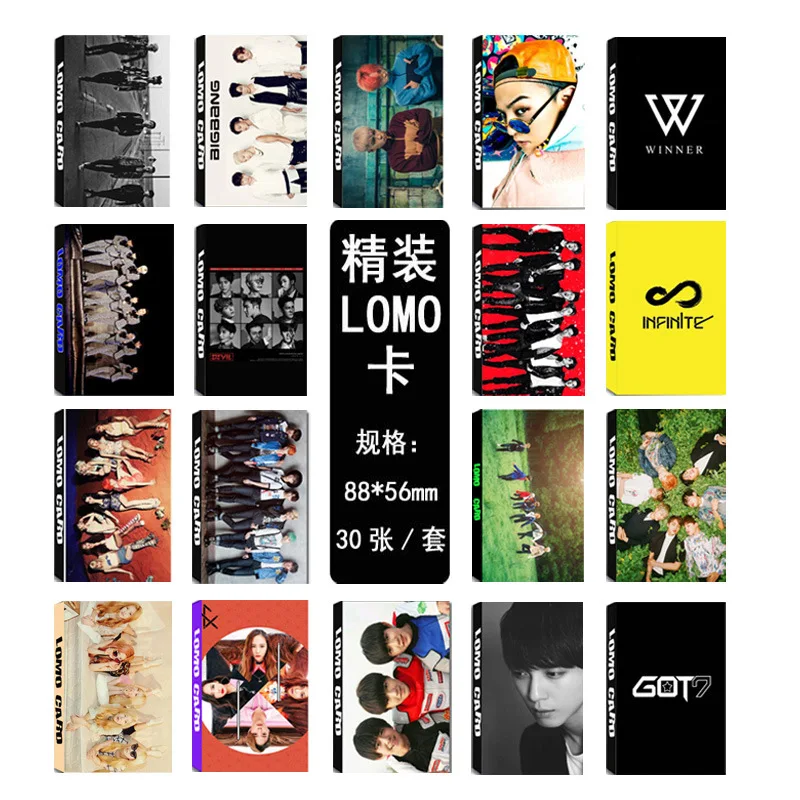 KPOP EXO BIGBANG TFBOYS FX Zheng Ronghe LOMO Box Set коробка из 30 маленьких карт Lomo Card|Упаковка и стойки