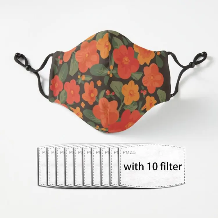 

Marmalade Bush Streptosolen jamesonii Pattern Adult Facial Mask Dust Reusable Luxury Polyester Face Mouth Mask With Filter