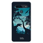 FunnyTechЧехол для LG K51s l, чехол с рисунком динозавров из мультфильма Мир Юрского периода на голубом фоне