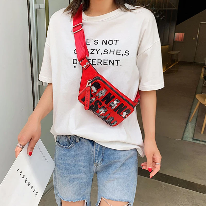

New Letter Printing Chest Bag PU Fashion Waist Bags Woman Personality Messenger Bag Men's Travel Shoulder Pack Couple Package