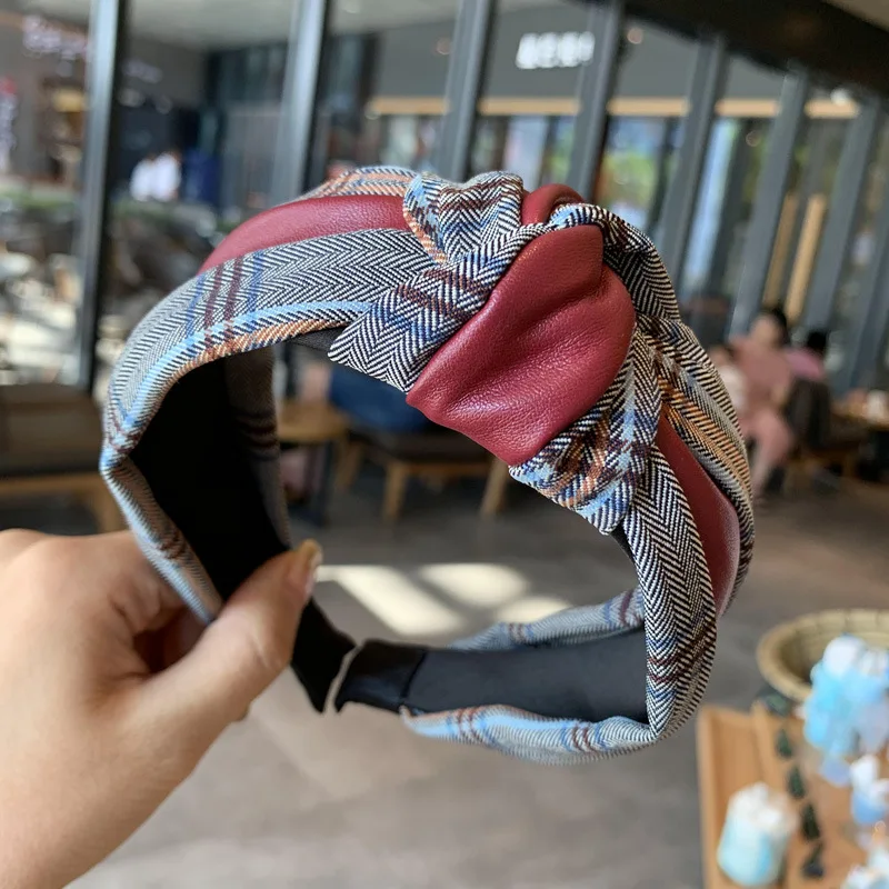 Модный богемный для волос украшения оголовье в клеточку ободок коготки леди