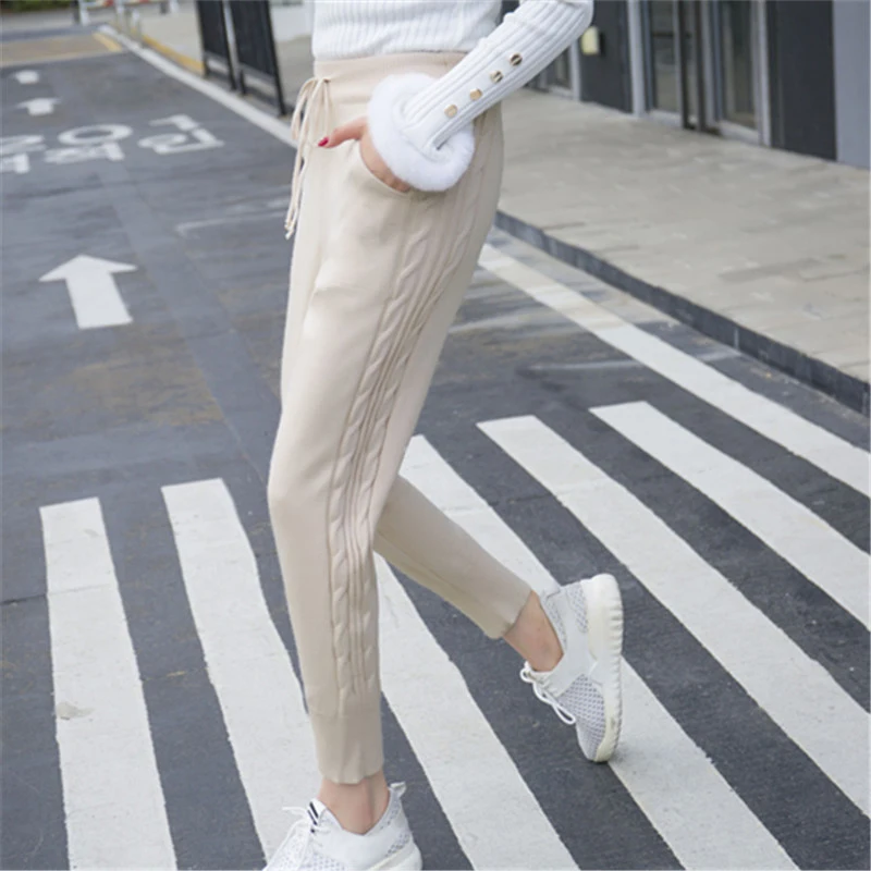 KINOMI осенне-зимние женские брюки с эластичной резинкой на талии трикотажные