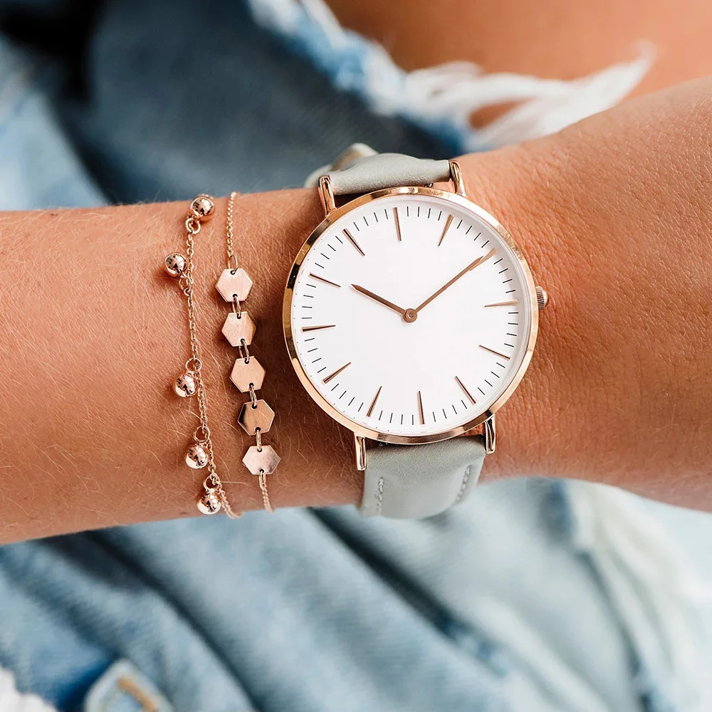 Роскошные брендовые модные кожаные женские часы 38 мм розовое золото женское