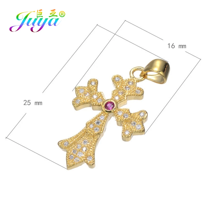 Juya Micro Pave Циркон Религиозная Христианская подвеска в форме Креста для ручной работы Иисуса христианского браслеты Изготовление ювелирных ожерелий