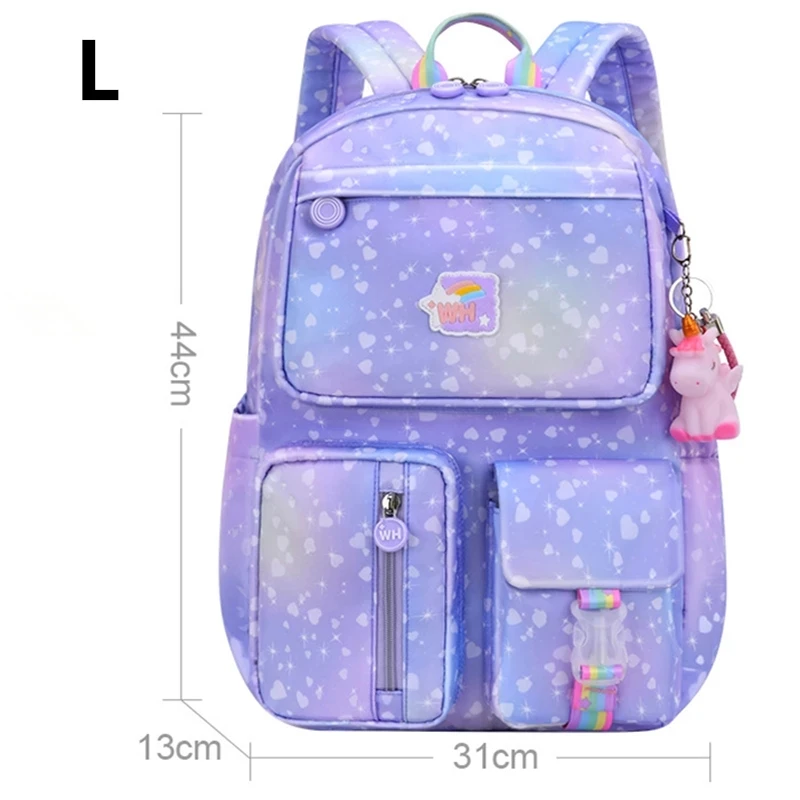 Waterproof Schoolbag with Cartoon Pendant for Children Girls Princess School Bag Cute Primary Students School Backpack Mochila