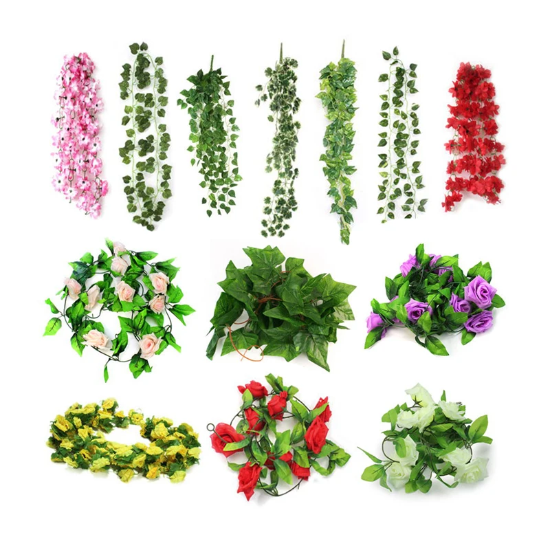 Шелковая Роза 20 м лоза с зелеными листьями украшение для дома и свадьбы