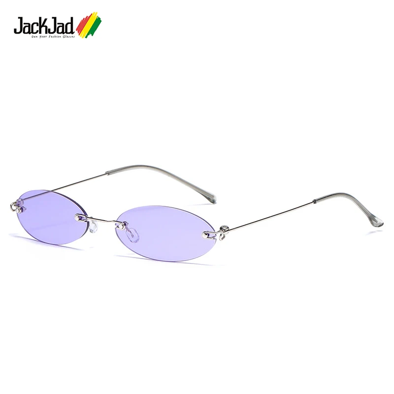 JackJad 2021 модные крутые овальные очки без оправы тонкие солнцезащитные