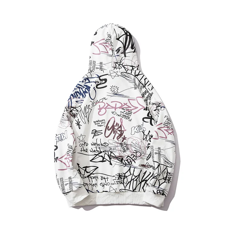 Dropshipping Graffiti Men Hoodie Women Couple Autumn Winter Warm High Street Hip Hop Band Rock Sweatshirt Long Sleeve