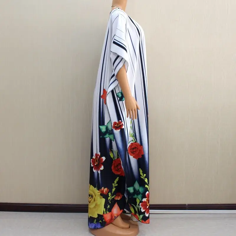 Шелковое атласное платье с принтом Абайи в африканском стиле рукавом летучая