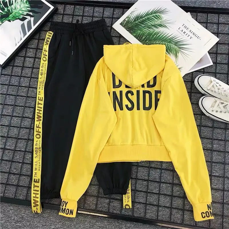 Женский Повседневный костюм осенний chandal mujer комплект из 2 предметов короткий с