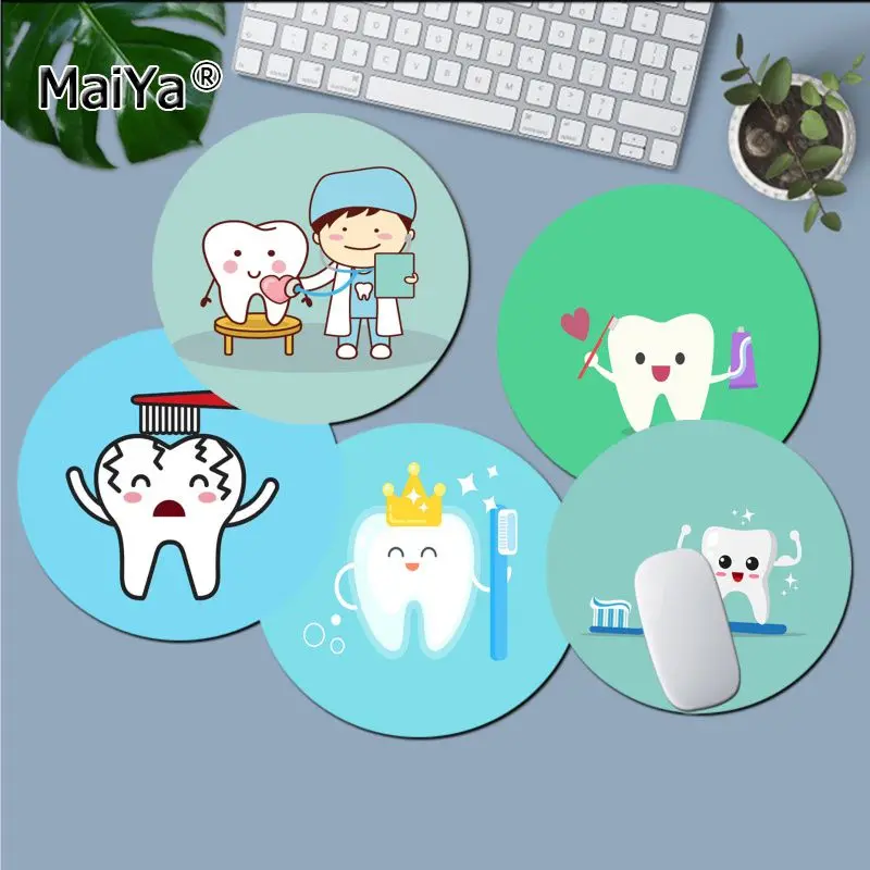 

MaiYa New Design cartoon Cute white teeth gamer play mats round gaming Mousepad gaming Mousepad Rug For PC Laptop Notebook