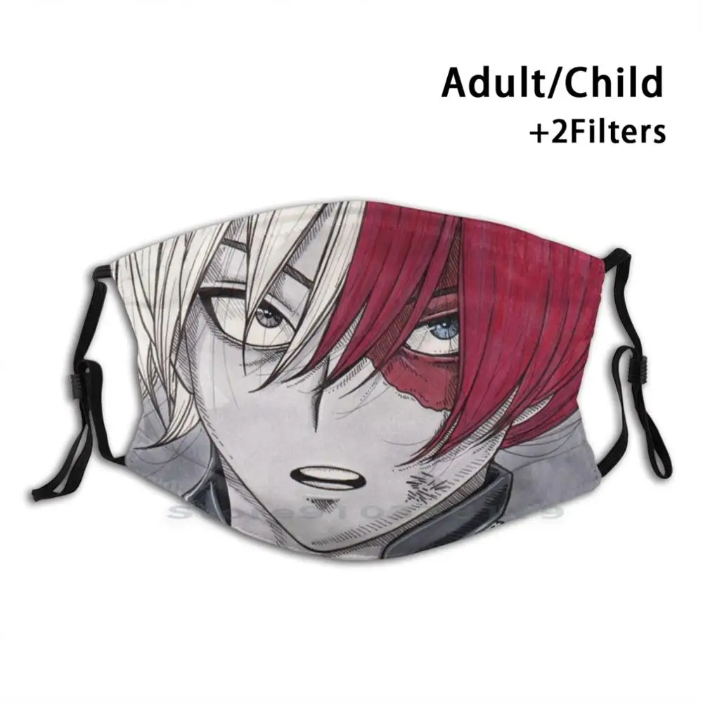 

Half N Half Sass Reusable Mouth Face Mask With Filters Kids Todoroki Todoroki Shoto Shoto Bnmha Anime Manga