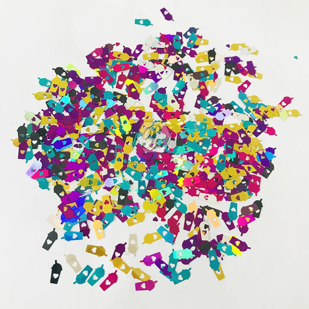 PrettyG 1 коробка разноцветная кофейная чашка Форма ногтей блестками и пайетками для