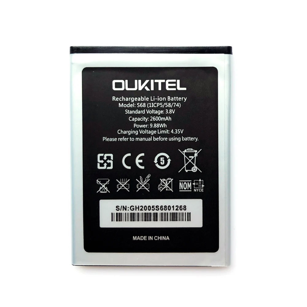 100% оригинальный новый аккумулятор 2600 мАч для OUKITEL S68 / C16 Pro мобильный телефон в