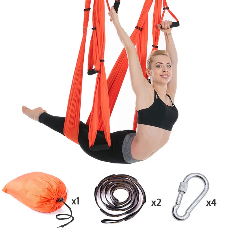 Orange and Belt Антигравитационный гамак для йоги 2,5*1,5 м, летающее поворотное устройство для воздушной тяги, комплект гамака для йоги, подвесной ремень для домашнего спортзала, ТРАПЕЦИЕВИДНОЕ поворотное устройство - Цвет: Orange and Belt