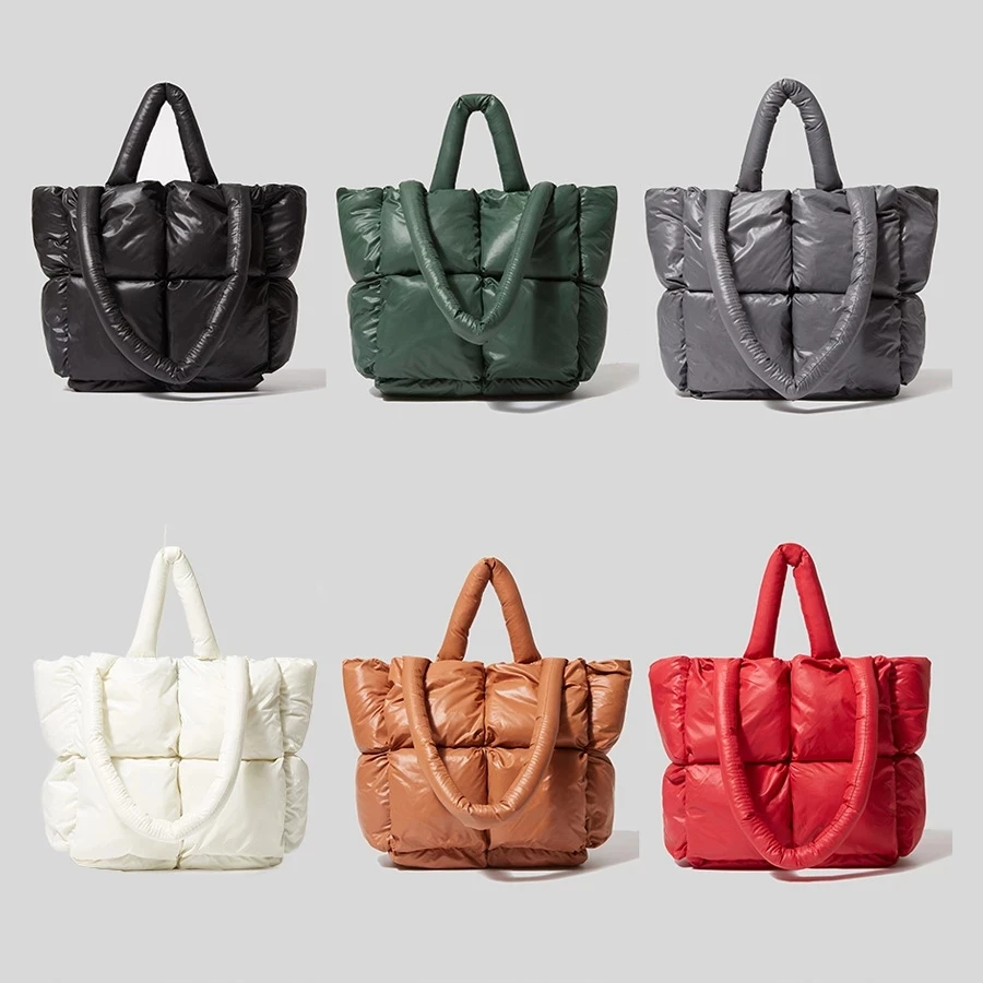 Designer Large Quilted Handbag Fashion Simple Ladies Shoulder Bag 2021 Winter Luxury PU Down Cotton Messenger |