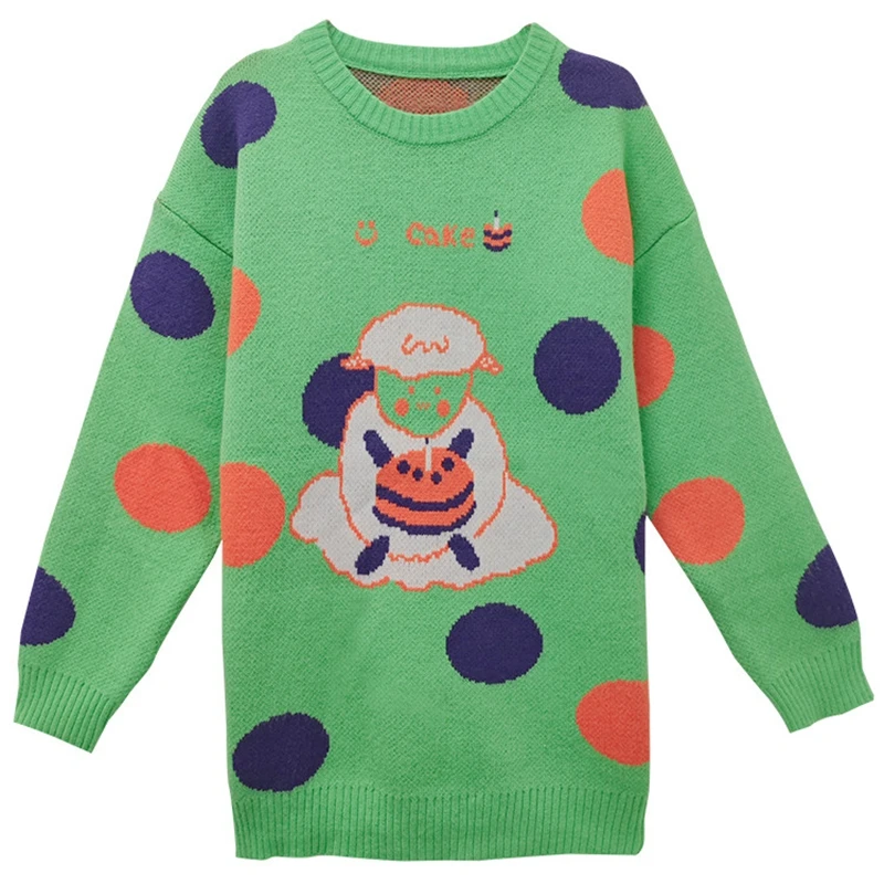 

Autumn Winter Japanese Kawaii Women'S Sweaters O Neck Long Sleeve Thick Knit Sweater Women 2021 Y2K Female Pullovers