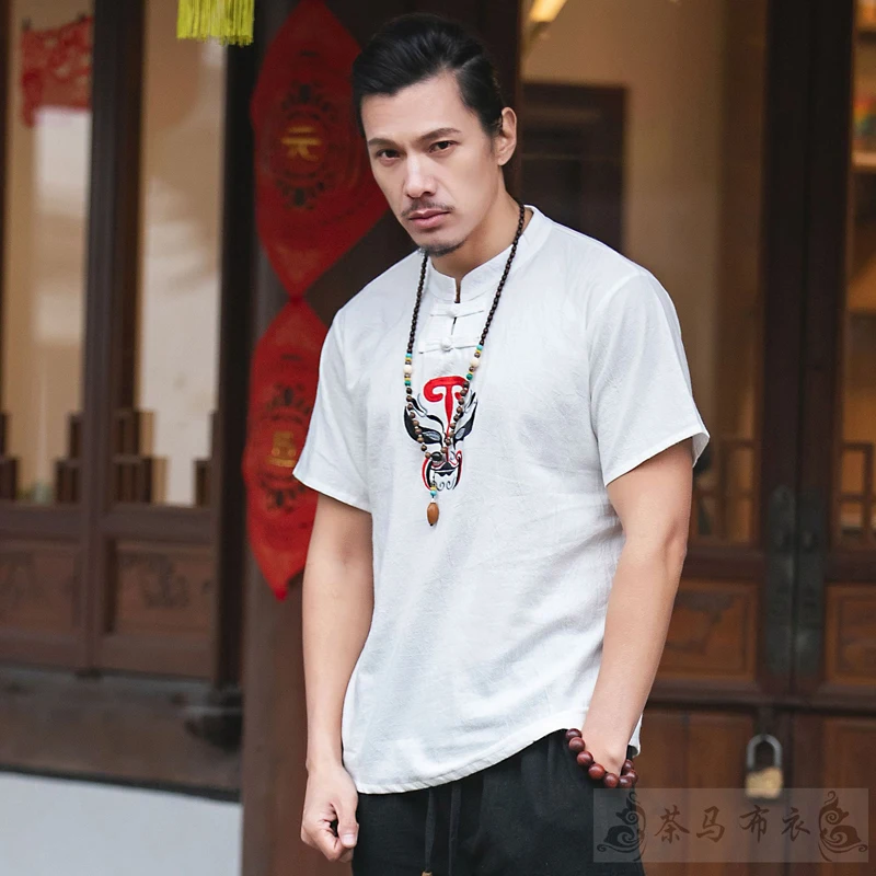 Мужские топы в китайском стиле пекинской оперы традиционная одежда ханьфу с