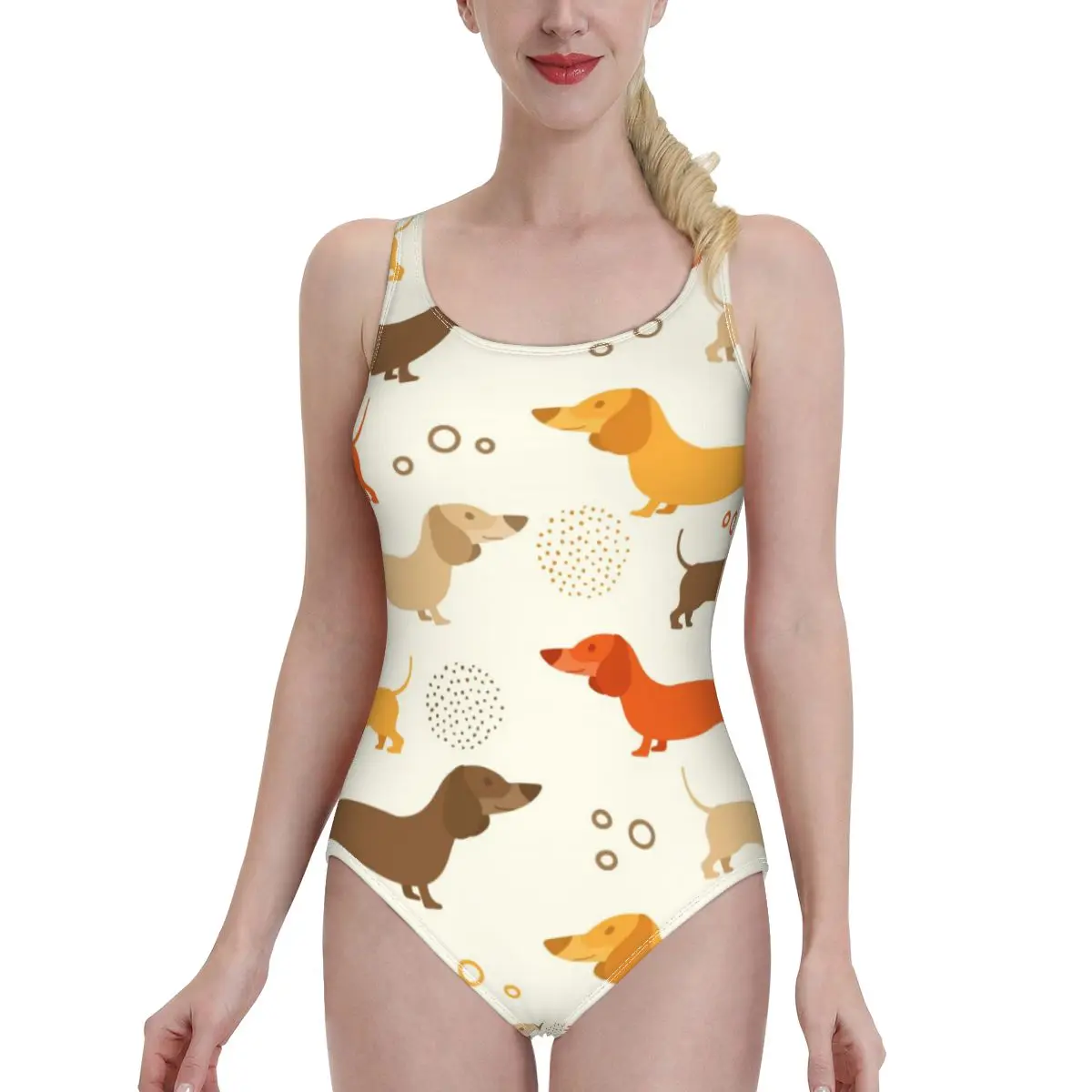 

2021 Женская одежда для плавания, сексуальный цельный купальник, купальный костюм с открытой спиной, боди, пляжная одежда для плавания Dachshound