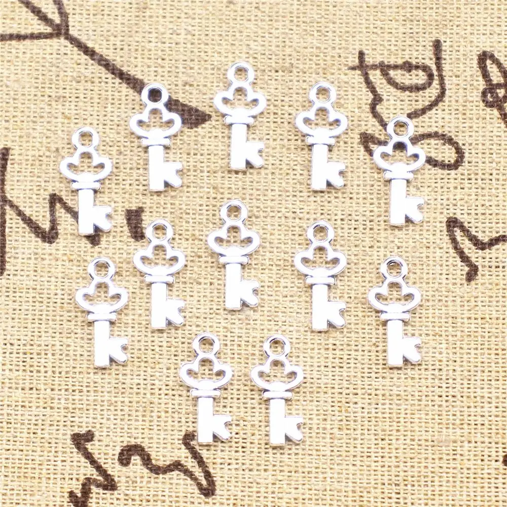 

Jewelry Making Charms 20pcs 17x7mm Antique Silver Color Key Charms
