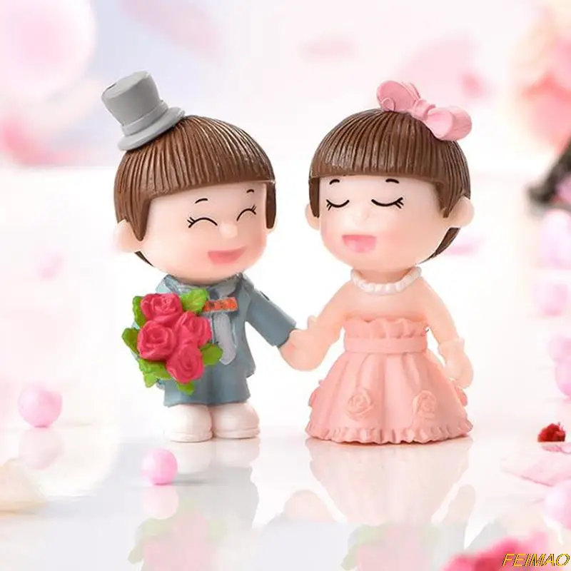 

2Pcs Marriage Lovers Figurine Miniatures Fairy Garden Micro landscape Home Decor