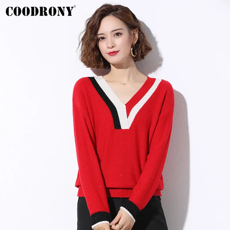 

Бренд COODRONY, уличная одежда, Модный пуловер, тонкий свитер для женщин, сезон осень-зима 2020, вязаная Повседневная Женская одежда в полоску W1069