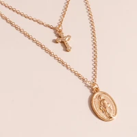 new religious cross virgin mary necklaces for women multi layer pendants necklaces christ prays party jewelry
