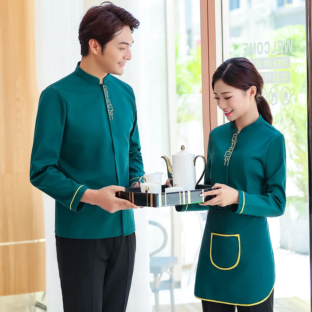 Women Chinese Restaurant Waiter Uniform Hotel Food Service Waitress Coffee Shop Work Wear Staff Overalls Chef Sets |