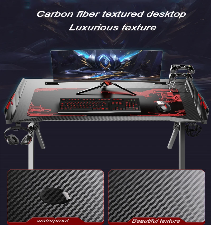 Black Gaming Desk Tarantula Foot-Shaped Computer Table with Headphone Hook Water Cup Holder RGB Light Gamer for Men Childe | Мебель