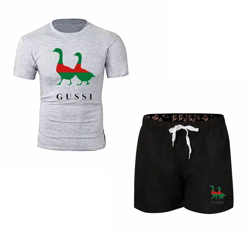 Мужская забавная футболка с принтом Два Гуся + шорты унисекс комплекты мягкие