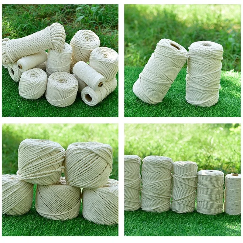 3mm 4mm 5mm 6mm Macrame Rope Twisted String Cotton Cord For Handmade Natural Beige DIY Home Wedding Accessories Gift | Дом и сад