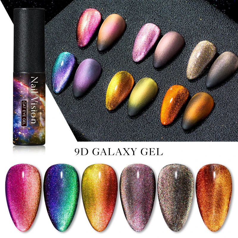 Nail Vision 9D Galaxy Cat Eye Nail Gel Chameleon Magnetic Soak Off UV Nail Varnish 5D/7D 5ml Semi Permanent Manicure Gel Lacquer