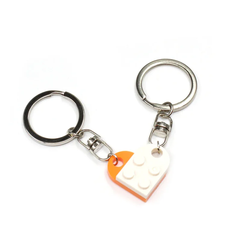 

2Pcs Cute Love Heart Building Block Keychains For Couples Friendship Women Men Heart Brick Key Ring Birthday Jewelry Gifts