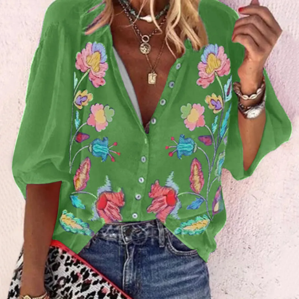 Рубашка женская с длинным рукавом Модный повседневный Свободный Топ на